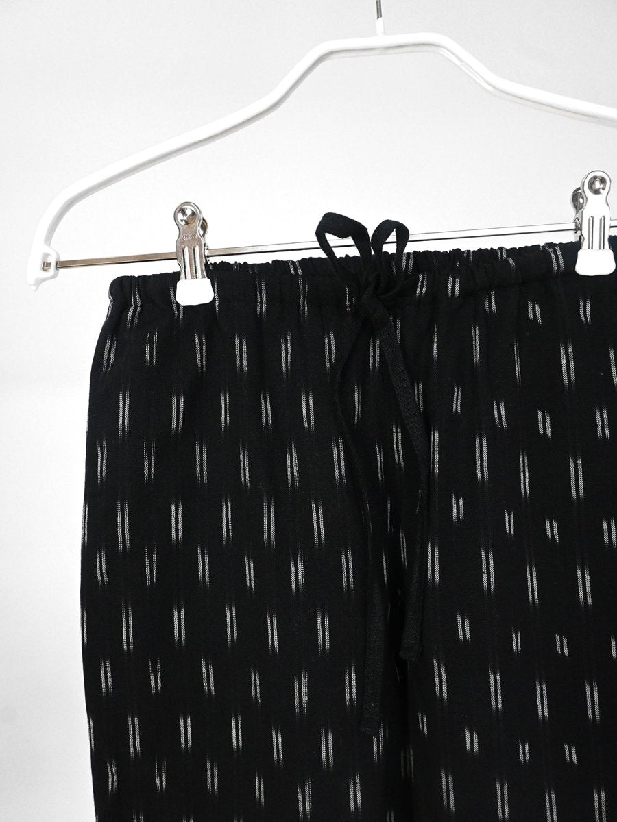 Monpe Garden Pants- Indigo and White IKAT(One-Off). By HO HOS HOLE IN THE WALL