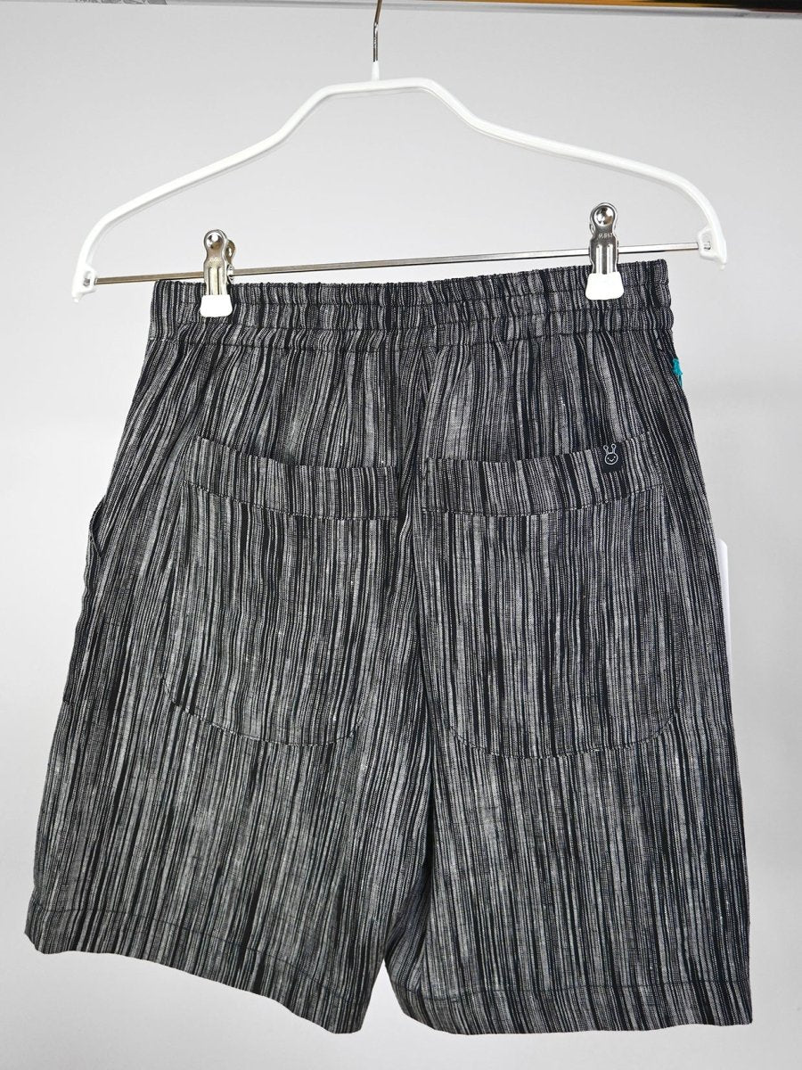 "TV Static" Linen Shorts (ONE-OFF). Design by HO HOS HOLE IN THE WALL