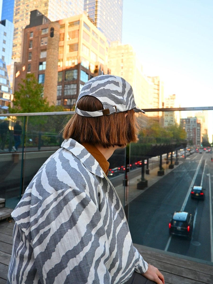 "Zebra Without a Cause" Linen Cap. Designed by HO HOS HOLE IN THE WALL. Made in NYC.